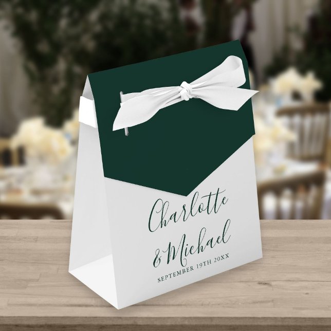 Caixinha De Lembrancinhas Roteiro Verde Esmeralda Elegante Casamento Moderno (Criador carregado)