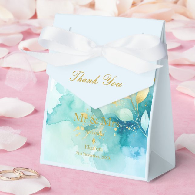 Caixinha De Lembrancinhas Rótulo de Agradecimento Dourado Personalizado Sr & (Casamento)