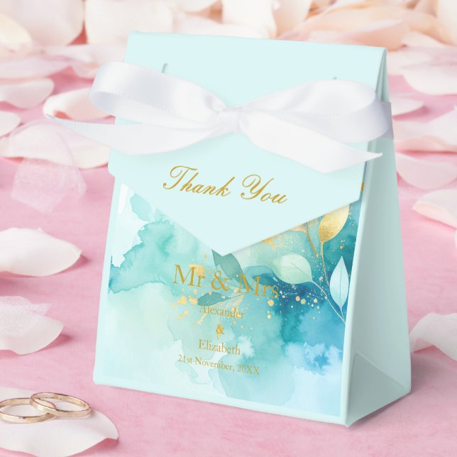 Caixinha De Lembrancinhas Rótulo de Agradecimento Personalizado Dourado Sr & (Casamento)