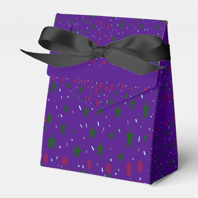 Caixinha De Lembrancinhas Roxo com padrões verdes escuros bonito (Frente)