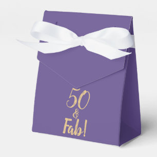 Caixinha De Lembrancinhas Roxo elegante "50 & fabuloso!" 50th Aniversário