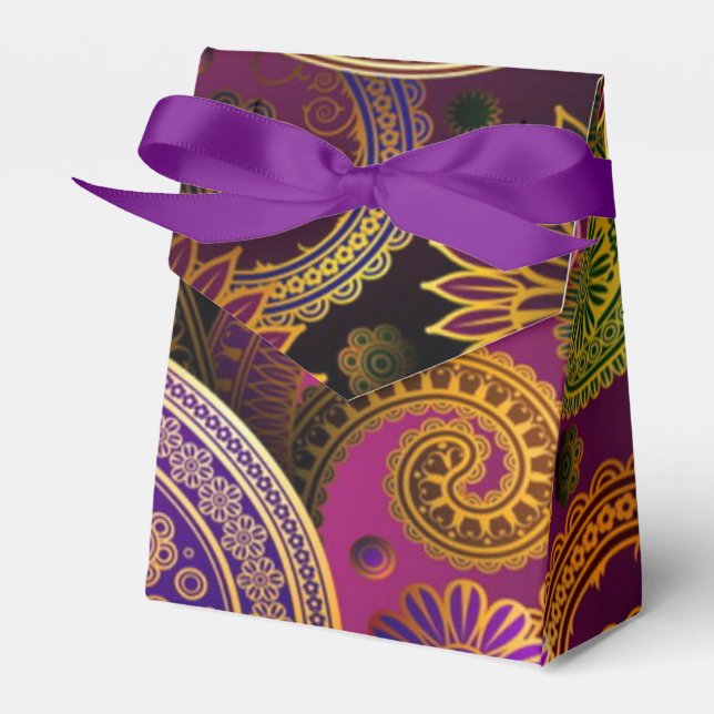 Caixinha De Lembrancinhas Roxo Paisley (Frente)