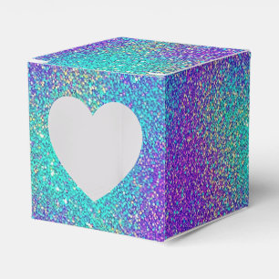 Caixinha De Lembrancinhas Roxo Turquesa Gradiente Glitter Cintilante