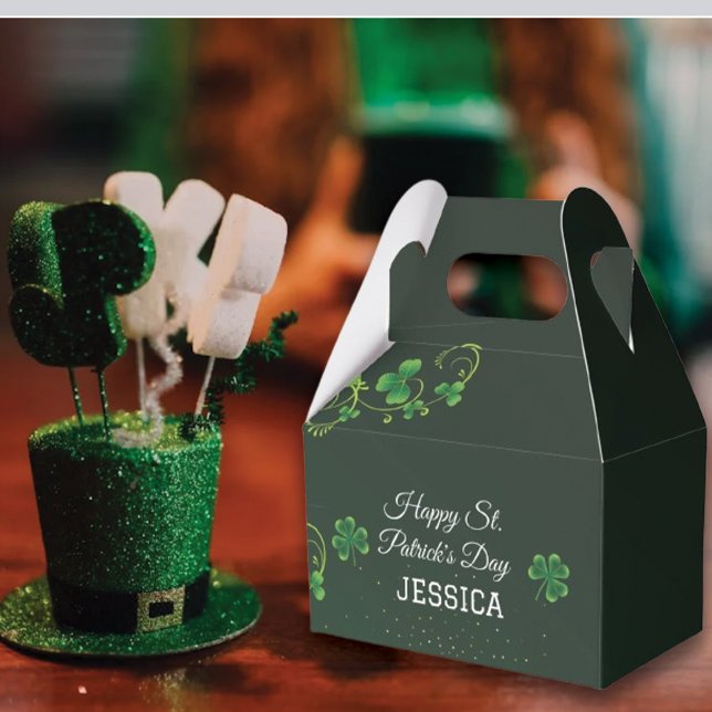 Caixinha De Lembrancinhas Rua. Dia de Patrick, Shamrock Verde Vine Irish Par (Criador carregado)