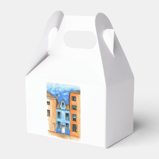 Caixinha De Lembrancinhas Ruas italianas brilhantes sob o sol mediterrânico (Frente)