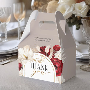 Caixinha De Lembrancinhas Ruby Red e White obrigado de casamento floral