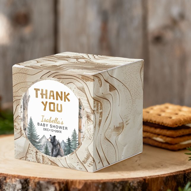 Caixinha De Lembrancinhas Rustic Bear Woodland Adventure Chá de fraldas Favo (Gift Box)