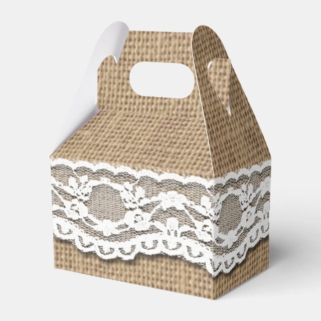 Caixinha De Lembrancinhas Rustic Burlap e Lace Art Gable Favbox (Verso)