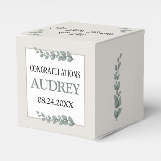 Caixinha De Lembrancinhas Rustic Eucalyptus 2"w x 2"l x 2"h (Frente)