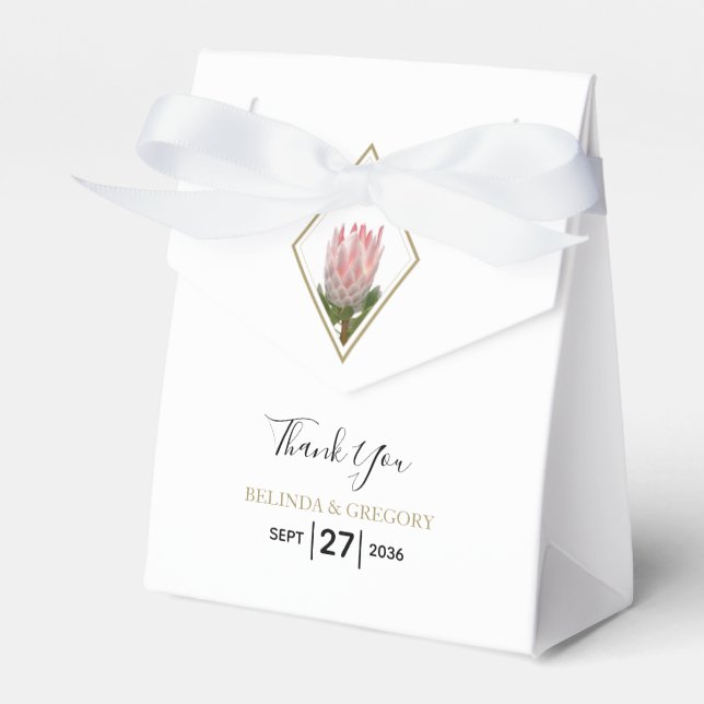 Caixinha De Lembrancinhas Rustic King Protea Wedding (Frente)