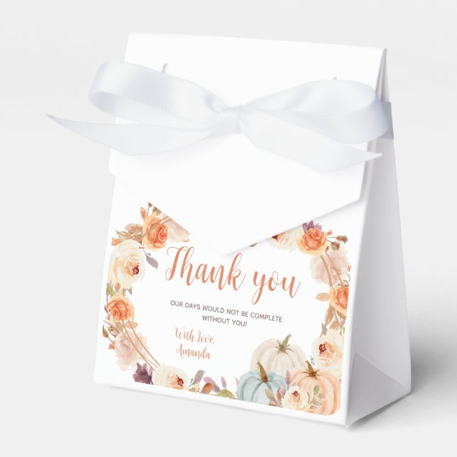 Caixinha De Lembrancinhas Rustic Pumpkin Boho Floral Fall in Love Favor Box (Frente)