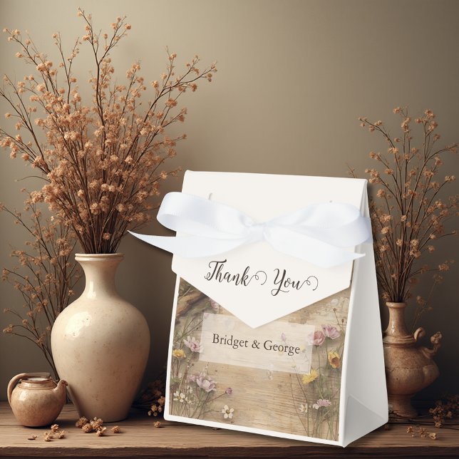 Caixinha De Lembrancinhas Rustic Wooden Bohemian Floral Wedding  (Criador carregado)