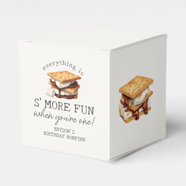 Caixinha De Lembrancinhas S’mores Fall Bonfire Outdoor First Birthday (Frente)