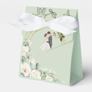 Caixinha De Lembrancinhas Saco de Lembrança de Casamento verde elegante com 