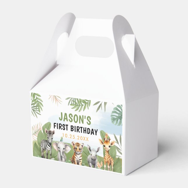 Caixinha De Lembrancinhas Safari Wild One 1rua Aniversário (Frente)