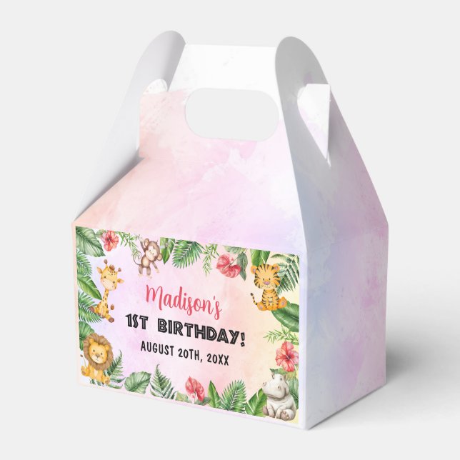 Caixinha De Lembrancinhas Safari Wild One primeiro aniversario (Frente)