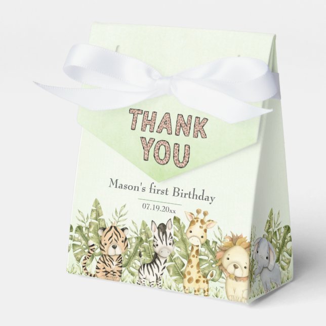 Caixinha De Lembrancinhas Safari Wild One Watercolor Birthday (Frente)