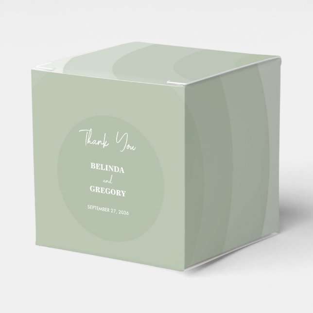Caixinha De Lembrancinhas Sage Green Modern Monogramas Wedding (Frente)