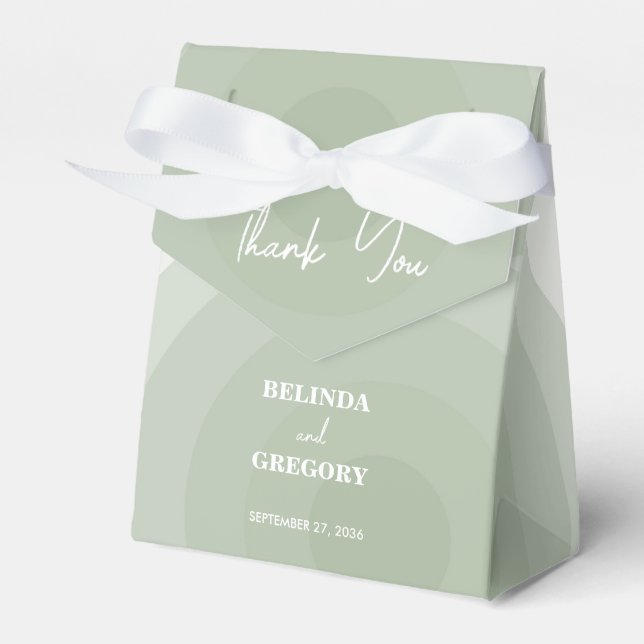 Caixinha De Lembrancinhas Sage Green Modern Monogramas Wedding (Frente)