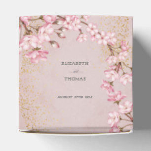 Caixinha De Lembrancinhas Sakura Rosa Flores Dourado Brilho Favor de Casamen