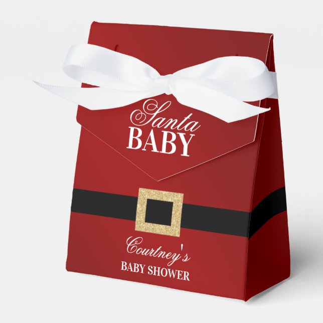 Caixinha De Lembrancinhas Santa Baby | Chás de Bebê de Natal (Frente)