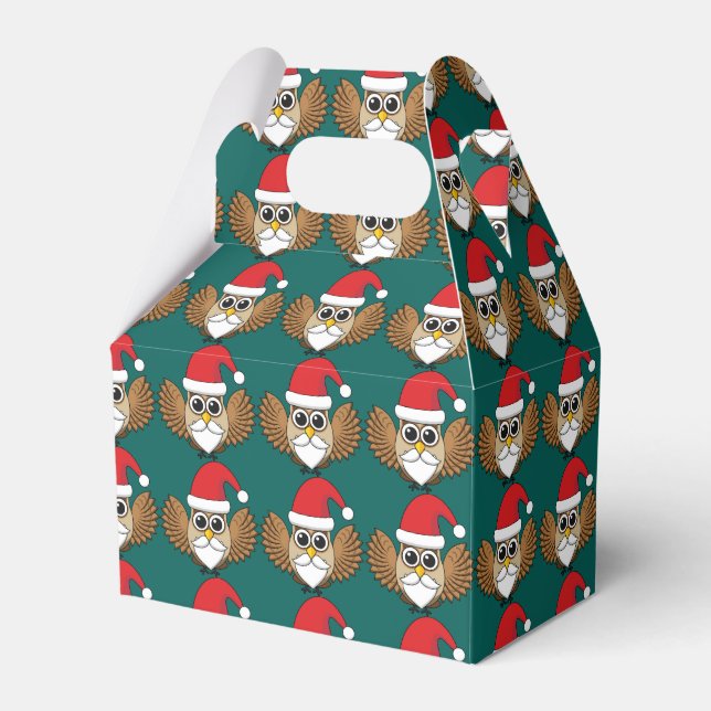 Caixinha De Lembrancinhas Santa Claus Owl (Frente)