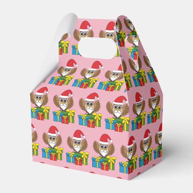 Caixinha De Lembrancinhas Santa Claus Owl com Presentes (Frente)