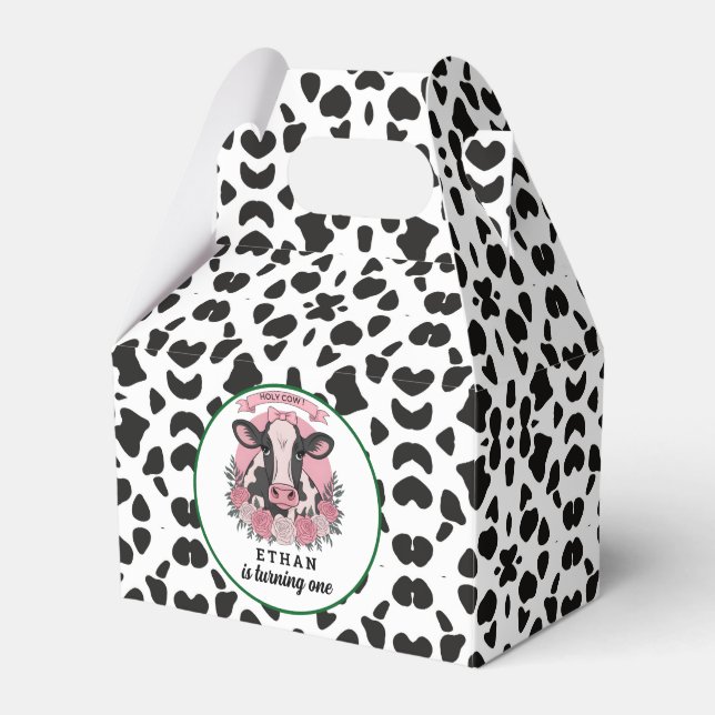 Caixinha De Lembrancinhas Santa vaca, sou um primeiro aniversario de Cowgirl (Frente)