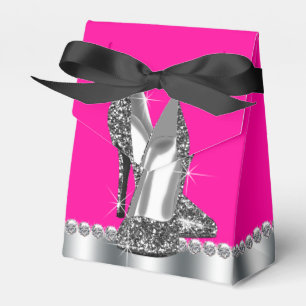 Caixinha De Lembrancinhas Sapato de salto alto glitter rosa elegante