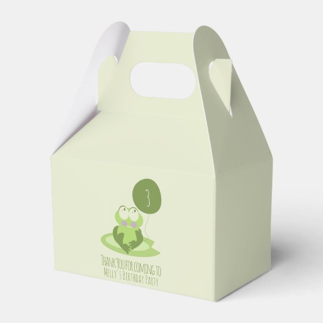Caixinha De Lembrancinhas Sapo Bonito Balão Verde de Aniversário Obrigado (Frente)