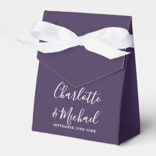 Caixinha De Lembrancinhas Script de Assinatura Roxo Casamento Elegante