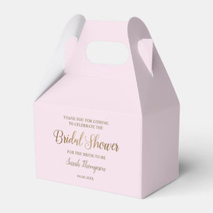 Caixinha De Lembrancinhas Script Dourado do Chá de panela Quic Rosa Moderno 