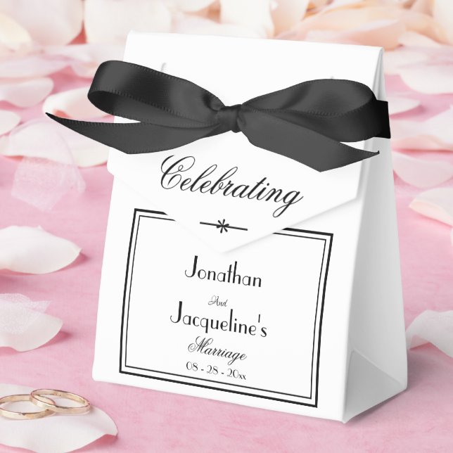 Caixinha De Lembrancinhas Script Elegante Simples Clássico Casamento Branco (Casamento)