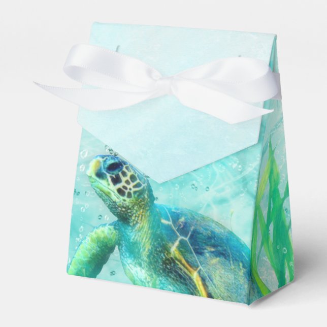 Caixinha De Lembrancinhas Sea Turtle Ocean Beach — Favor Tropical Custom (Frente)