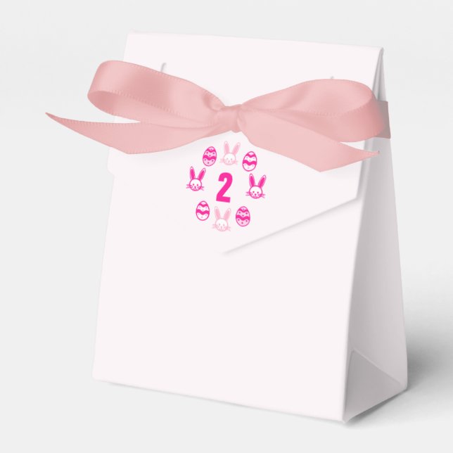 Caixinha De Lembrancinhas Segundo aniversário de Páscoa rosa (Frente)