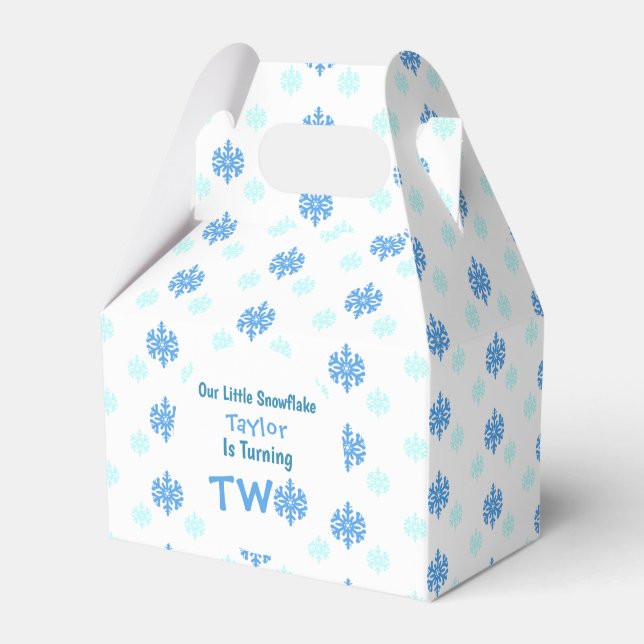 Caixinha De Lembrancinhas Segundo aniversário Pequeno Floco de Neve (Frente)