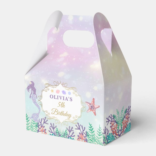 Caixinha De Lembrancinhas Sereia Aniversário Sob A Festa Do Mar Obrigado (Frente)