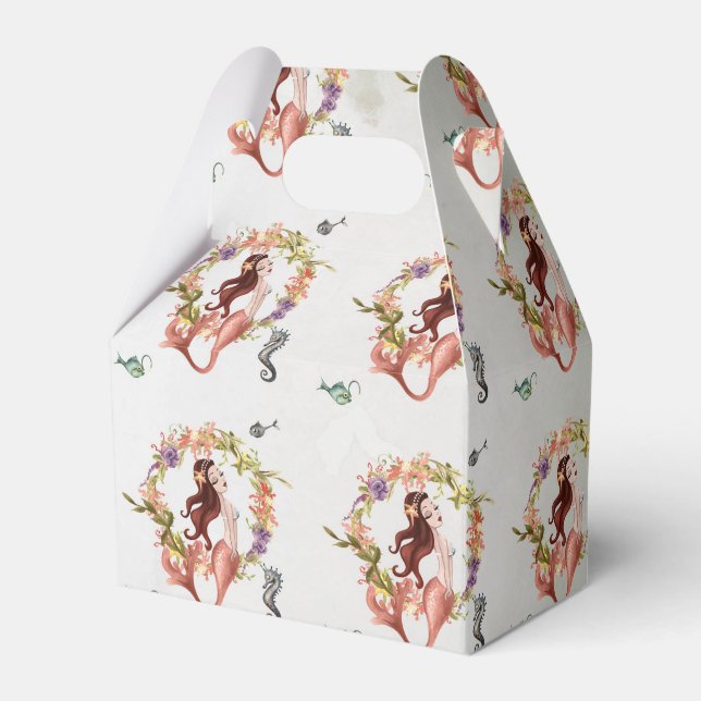 Caixinha De Lembrancinhas Sereia Náutica de Aquarela (Frente)