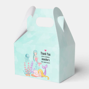 Caixinha De Lembrancinhas Sereias e medusas sob a aquarela marítima