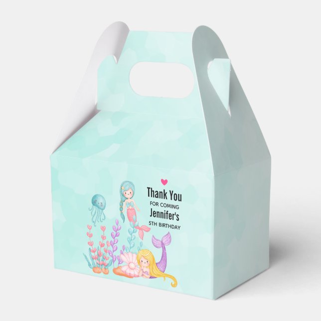 Caixinha De Lembrancinhas Sereias e medusas sob a aquarela marítima (Frente)