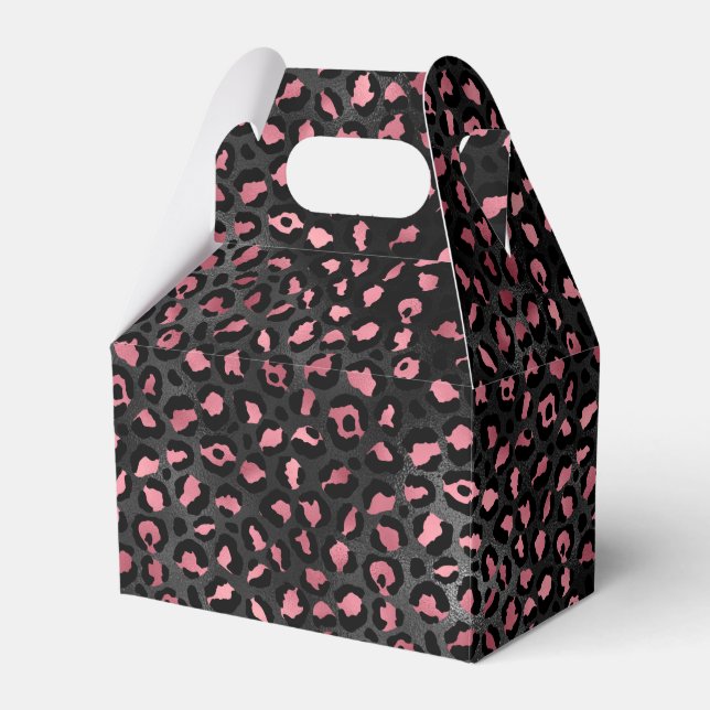 Caixinha De Lembrancinhas Série de Design Leopardo Rosa e Dourado 14  (Frente)