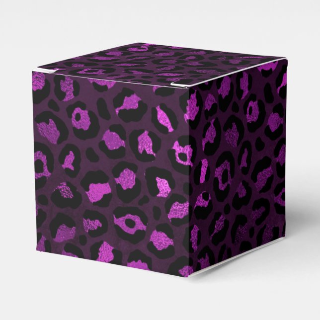 Caixinha De Lembrancinhas Série Design Leopardo Roxo e Dourado 5 (Frente)