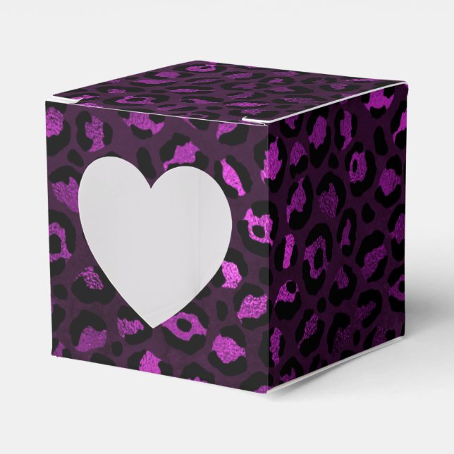 Caixinha De Lembrancinhas Série Design Leopardo Roxo e Dourado 5 (Frente)