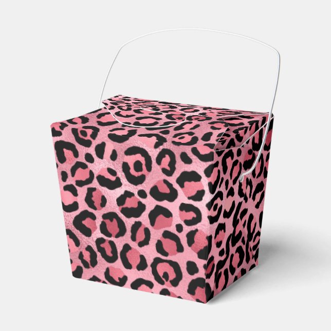 Caixinha De Lembrancinhas Série Leopardo rosa e Dourada Design 2 (Frente)