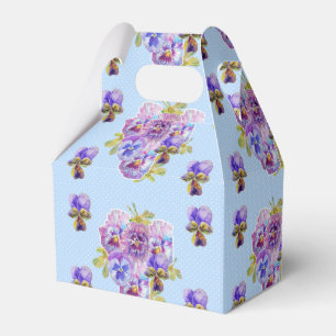 Caixinha De Lembrancinhas Shabby Blue Pansy Floral Dot Party Cake Box