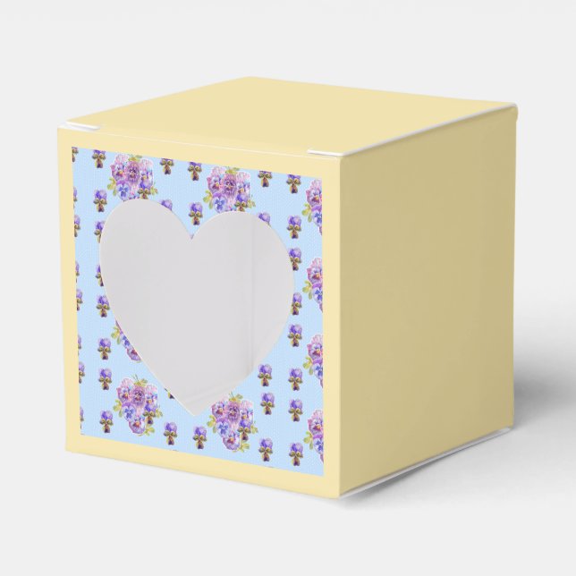 Caixinha De Lembrancinhas Shabby Blue Pansy Floral Tea Party Cake Box (Frente)