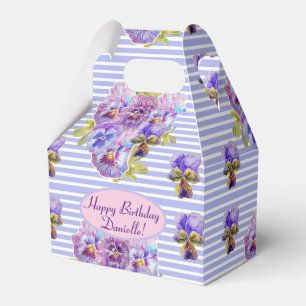 Caixinha De Lembrancinhas Shabby Pansy Floral Party Purple Box