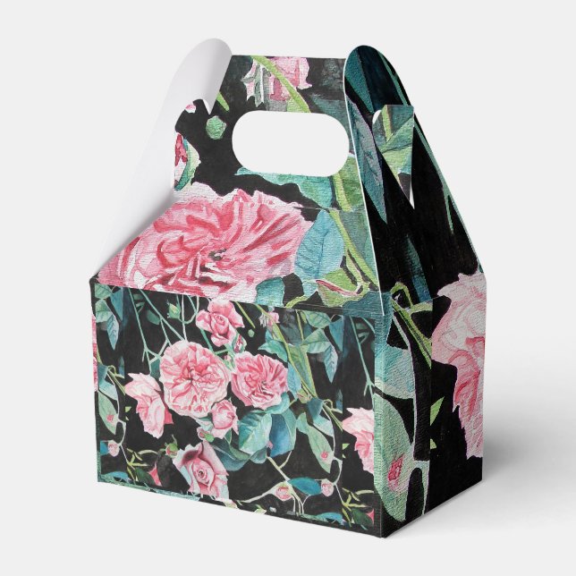 Caixinha De Lembrancinhas Shabby Rosa Rosa Floral, Rosa Floral, Festa de Bol (Frente)