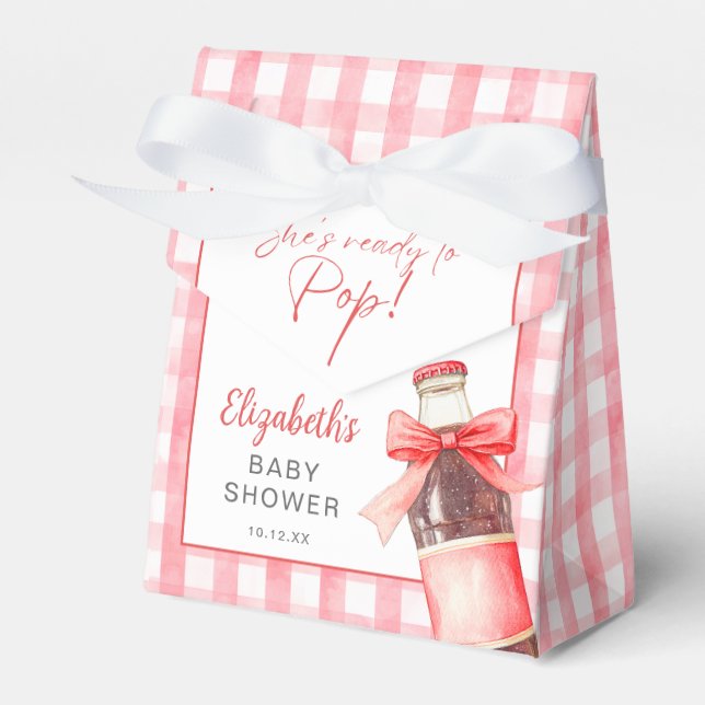 Caixinha De Lembrancinhas She's Ready To Pop Red Bow Baby Shower (Frente)