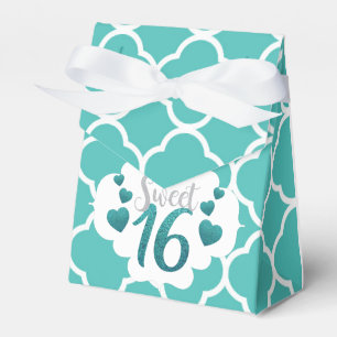 Caixinha De Lembrancinhas Shimmering Aqua Blue Sweet 16 Birthday
